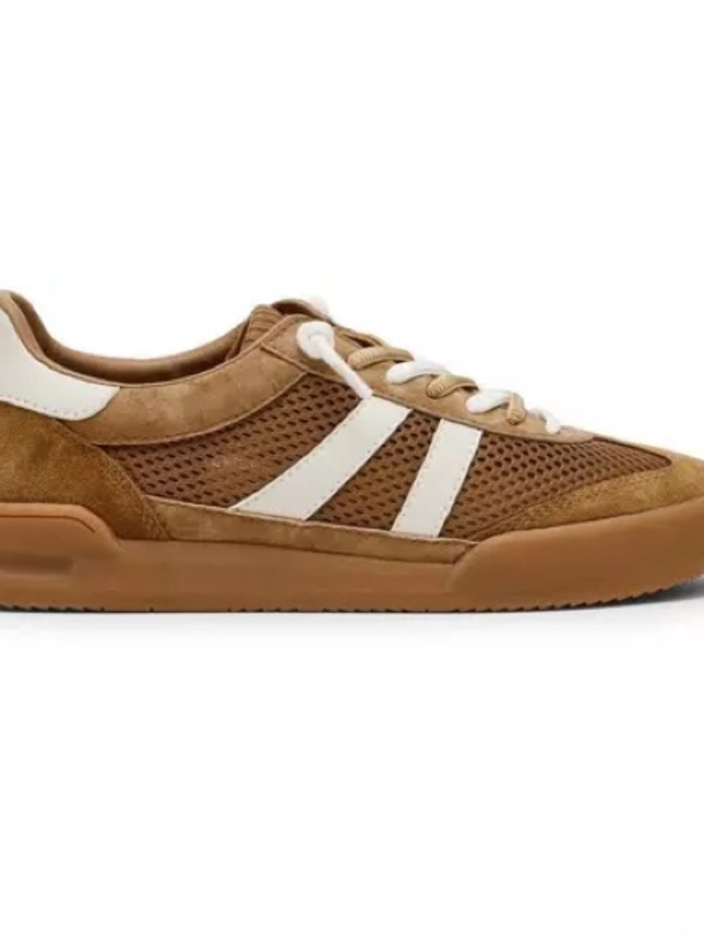 Steve Madden Tan & Brown Mesh Sneakers with White Stripes